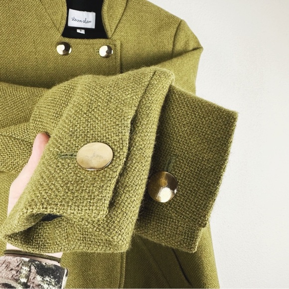 Vintage Steven Alan Woolrich 100% Wool Double Breasted Jacket Chartreuse - Picture 7 of 10